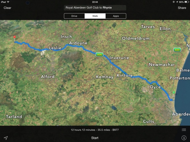 Route from aberdeen to Rhynie
